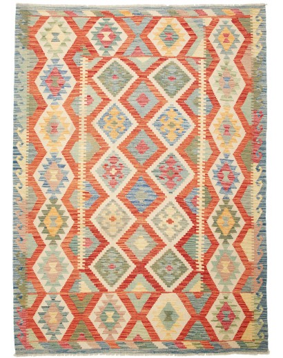 Tappeto Kilim Afghanistan marrone azzurro 174x239