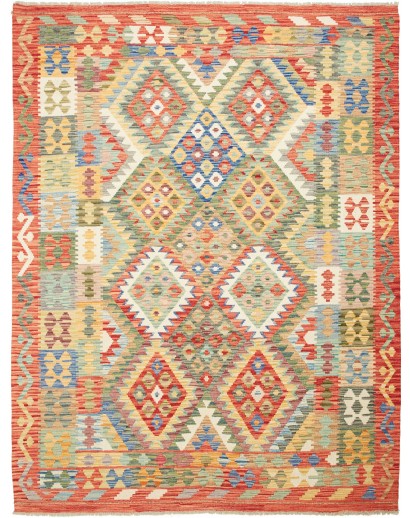 Tappeto Kilim Afghanistan marrone azzurro 183x243