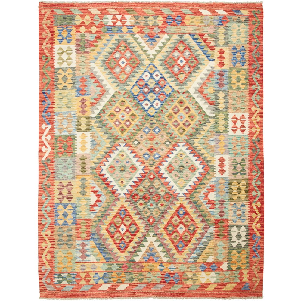 Tappeto Kilim Afghanistan marrone azzurro 183x243 Tappeto Kilim Afghanistan marrone azzurro 183x243