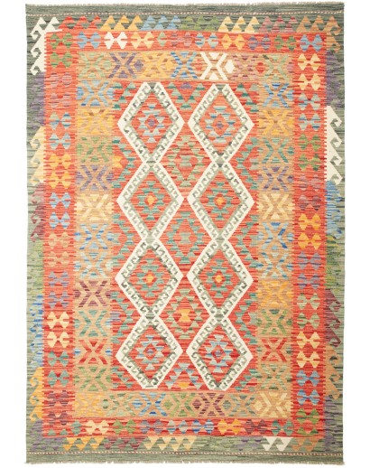 Tappeto Kilim Afghanistan marrone bianco 166x240