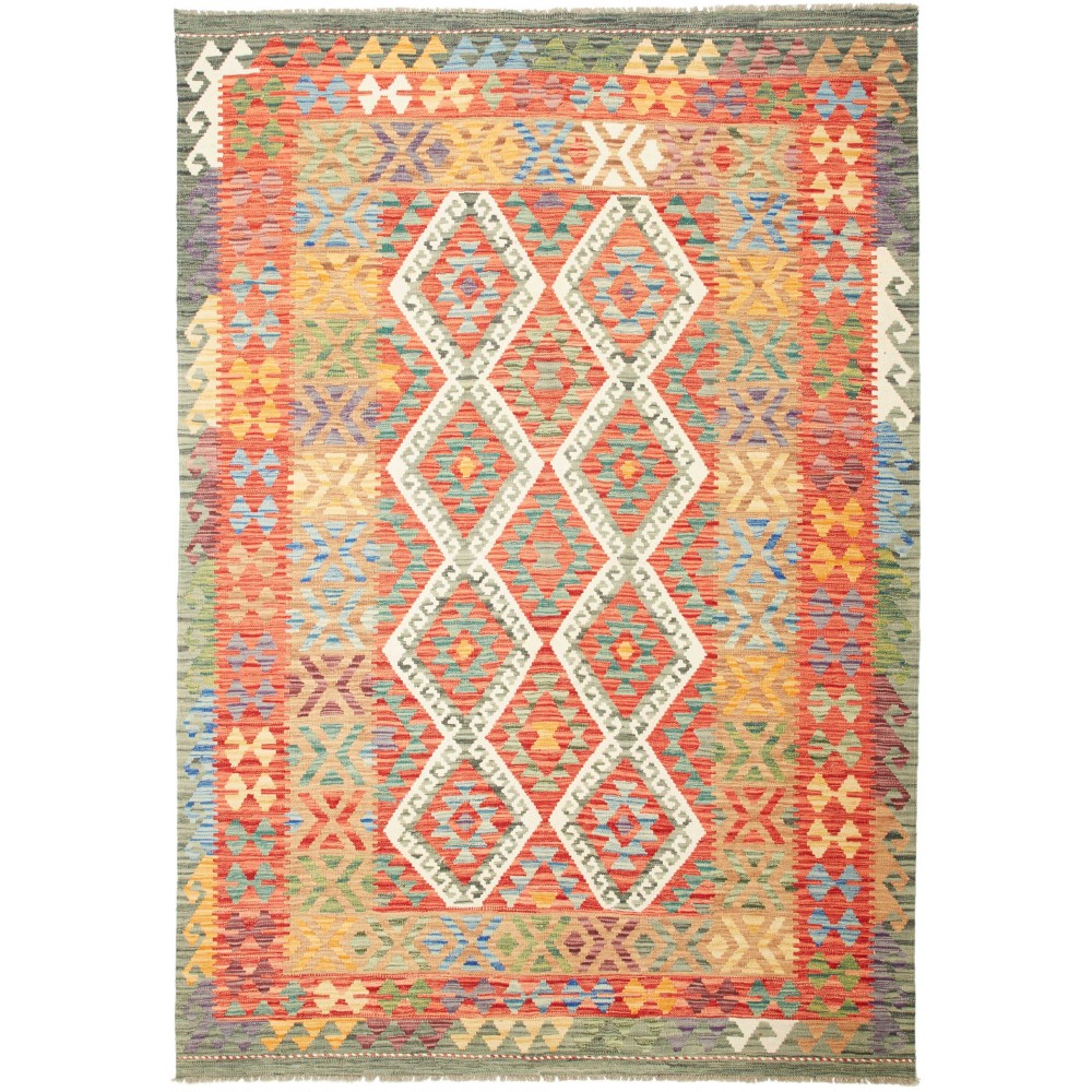 Tappeto Kilim Afghanistan marrone bianco 166x240 Tappeto Kilim Afghanistan marrone bianco 166x240