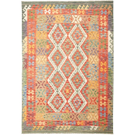 Tappeto Kilim Afghanistan marrone bianco 166x240