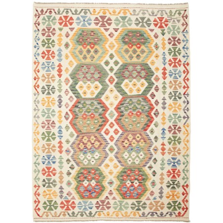 Tappeto Kilim Afghanistan giallo azzurro 168x230