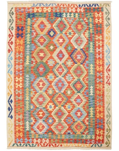 Tappeto Kilim Afghanistan marrone azzurro 172x240