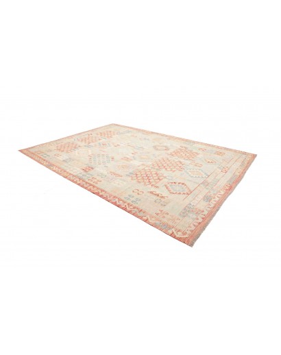 Tappeto Kilim Afghanistan bianco rosso 247x342
