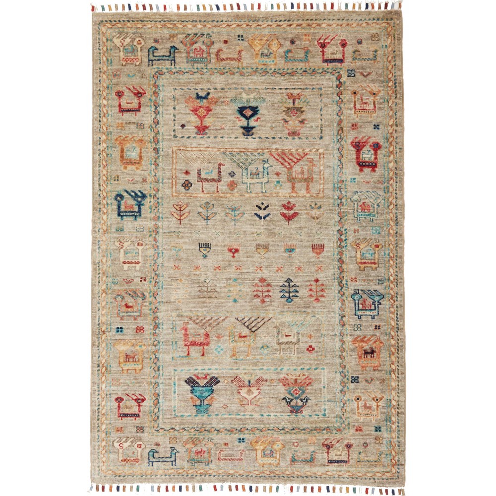 Tappeto Rubin Pakistan marrone grigio 79x132 Tappeto Rubin Pakistan marrone grigio 79x132