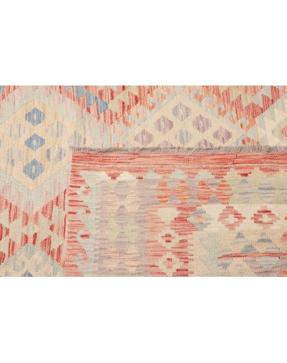 Tappeto Kilim Afghanistan bianco rosso 318x392