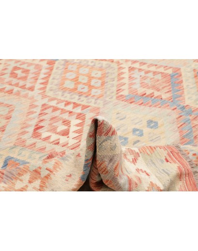 Tappeto Kilim Afghanistan bianco rosso 318x392