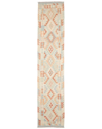 Tappeto Kilim Afghanistan bianco arancione 78x385