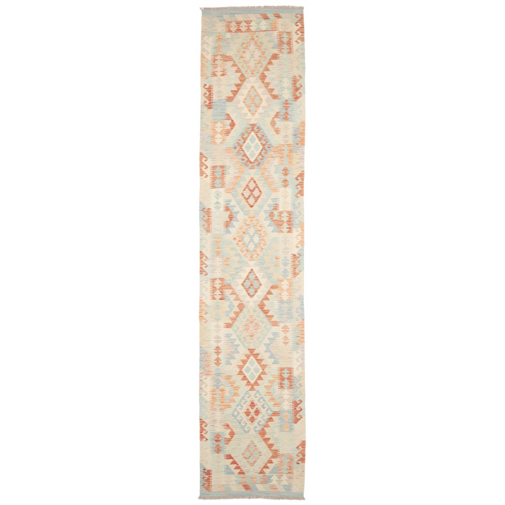 Tappeto Kilim Afghanistan bianco arancione 78x385