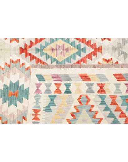 Tappeto Kilim Afghanistan bianco arancione 251x298