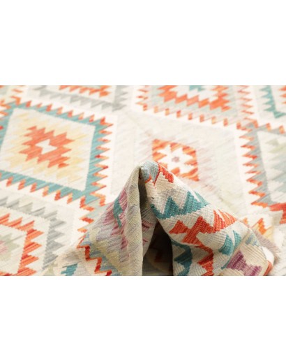 Tappeto Kilim Afghanistan bianco arancione 251x298