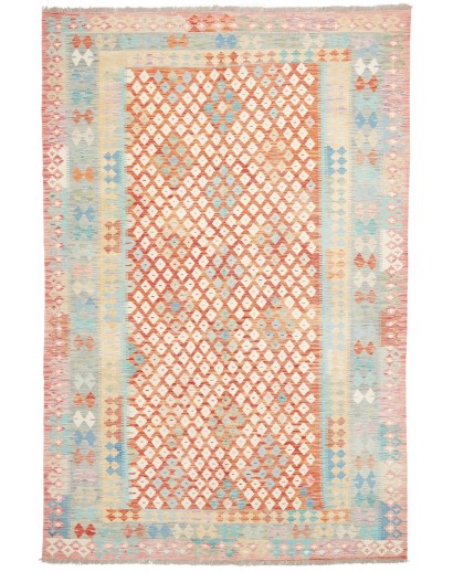 Tappeto Kilim Afghanistan bianco rosso 202x301