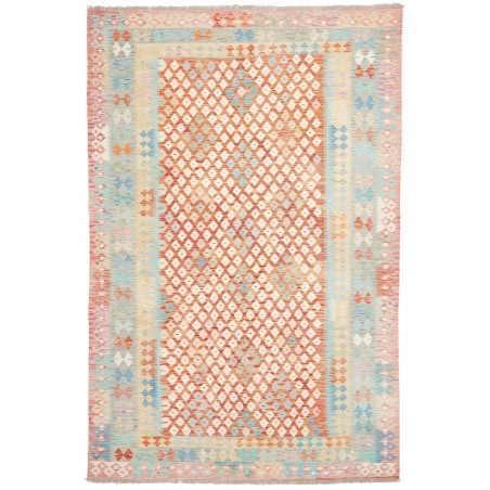 Tappeto Kilim Afghanistan bianco rosso 202x301