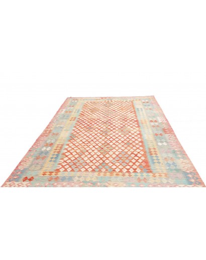 Tappeto Kilim Afghanistan bianco rosso 202x301
