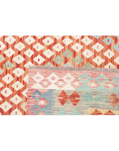 Tappeto Kilim Afghanistan bianco rosso 202x301