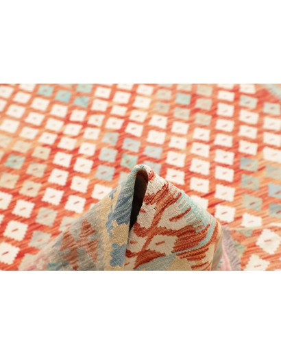 Tappeto Kilim Afghanistan bianco rosso 202x301