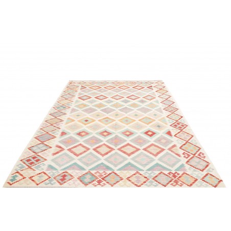 Tappeto Kilim Afghanistan bianco rosso 202x293