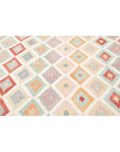 Tappeto Kilim Afghanistan bianco rosso 202x293