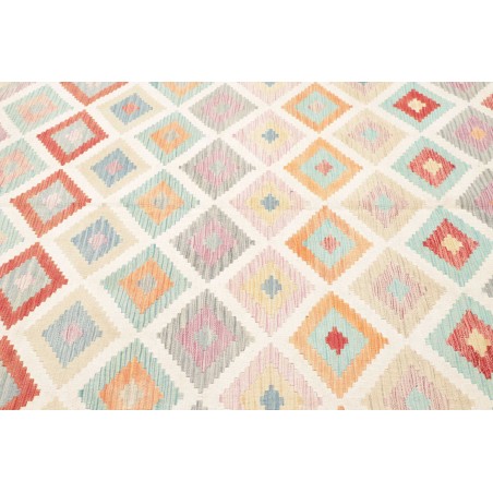 Tappeto Kilim Afghanistan bianco rosso 202x293