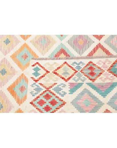 Tappeto Kilim Afghanistan bianco rosso 202x293