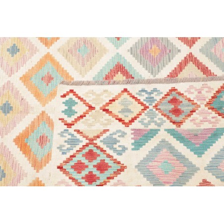Tappeto Kilim Afghanistan bianco rosso 202x293