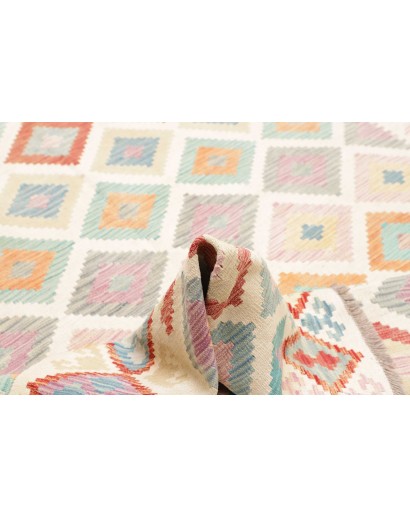 Tappeto Kilim Afghanistan bianco rosso 202x293