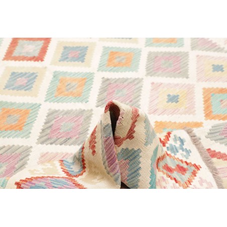 Tappeto Kilim Afghanistan bianco rosso 202x293