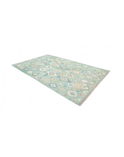 Tappeto Kilim Afghanistan bianco azzurro 195x299