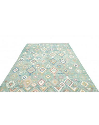 Tappeto Kilim Afghanistan bianco azzurro 195x299