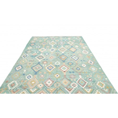 Tappeto Kilim Afghanistan bianco azzurro 195x299