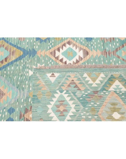 Tappeto Kilim Afghanistan bianco azzurro 195x299