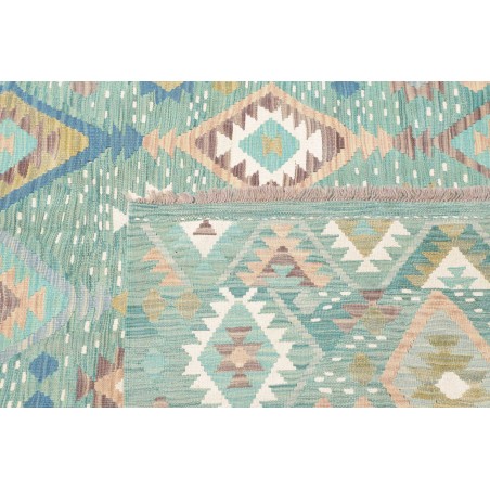 Tappeto Kilim Afghanistan bianco azzurro 195x299