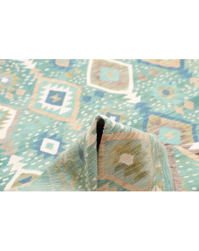 Tappeto Kilim Afghanistan bianco azzurro 195x299