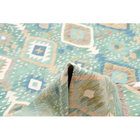 Tappeto Kilim Afghanistan bianco azzurro 195x299
