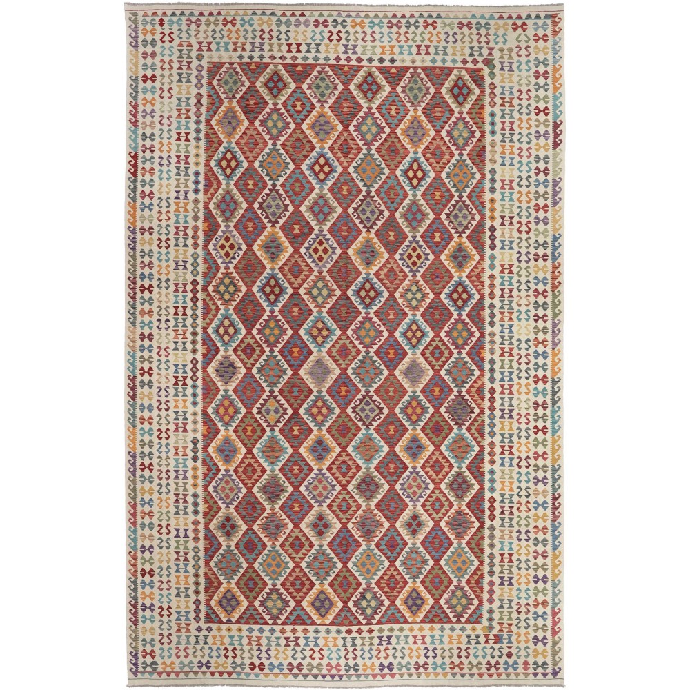 Tappeto Kilim Afghanistan azzurro marrone 348x543 Tappeto Kilim Afghanistan azzurro marrone 348x543
