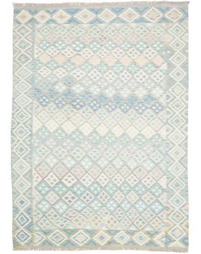 Tappeto Kilim Afghanistan bianco azzurro 182x250