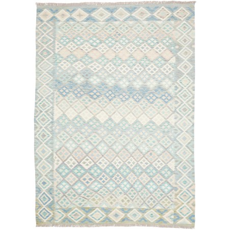 Tappeto Kilim Afghanistan bianco azzurro 182x250