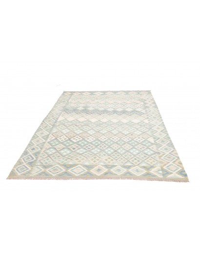 Tappeto Kilim Afghanistan bianco azzurro 182x250