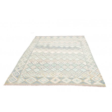 Tappeto Kilim Afghanistan bianco azzurro 182x250