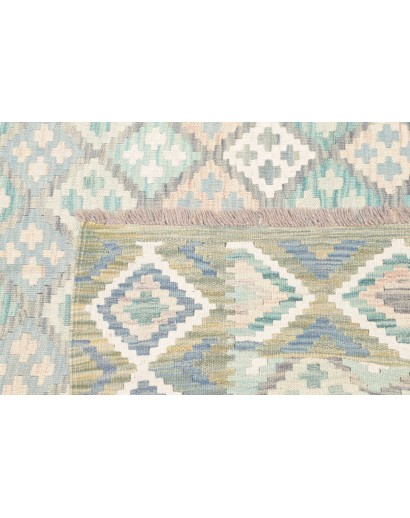 Tappeto Kilim Afghanistan bianco azzurro 182x250
