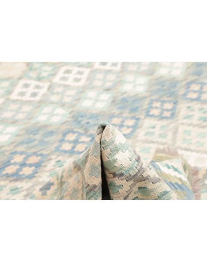 Tappeto Kilim Afghanistan bianco azzurro 182x250