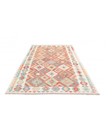 Tappeto Kilim Afghanistan bianco rosso 173x253