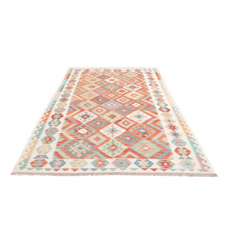 Tappeto Kilim Afghanistan bianco rosso 173x253