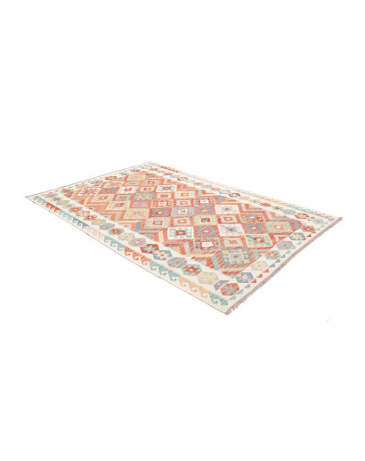 Tappeto Kilim Afghanistan bianco rosso 173x253