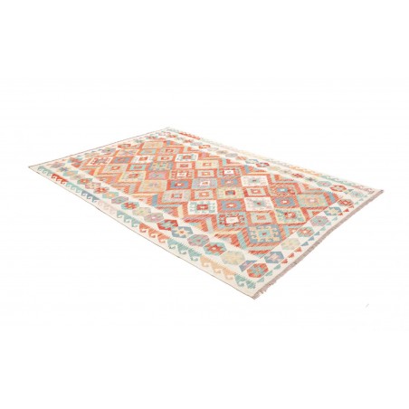 Tappeto Kilim Afghanistan bianco rosso 173x253