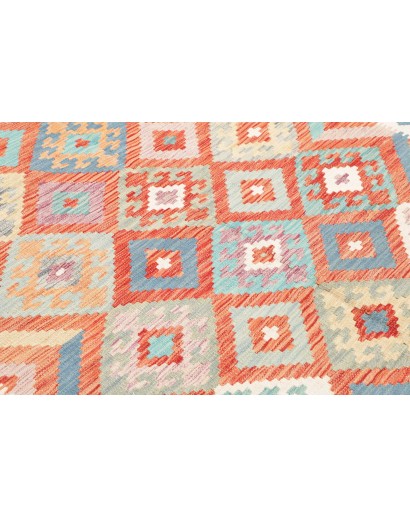 Tappeto Kilim Afghanistan bianco rosso 173x253