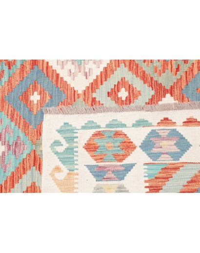 Tappeto Kilim Afghanistan bianco rosso 173x253
