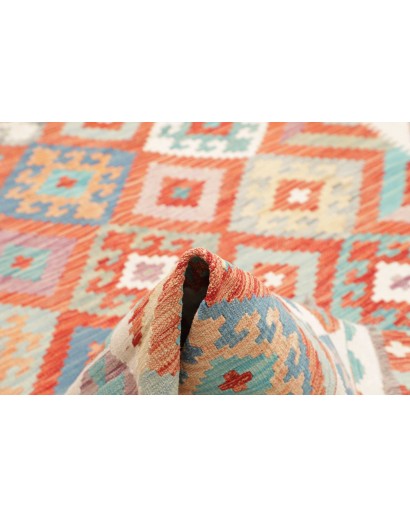Tappeto Kilim Afghanistan bianco rosso 173x253