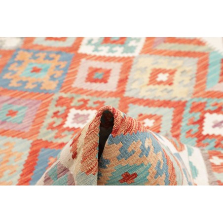 Tappeto Kilim Afghanistan bianco rosso 173x253
